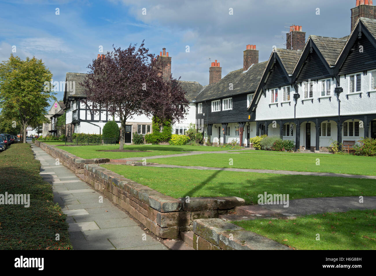 Lavoratori case, Port Sunlight, London, Wirral, Merseyside, Regno Unito Foto Stock