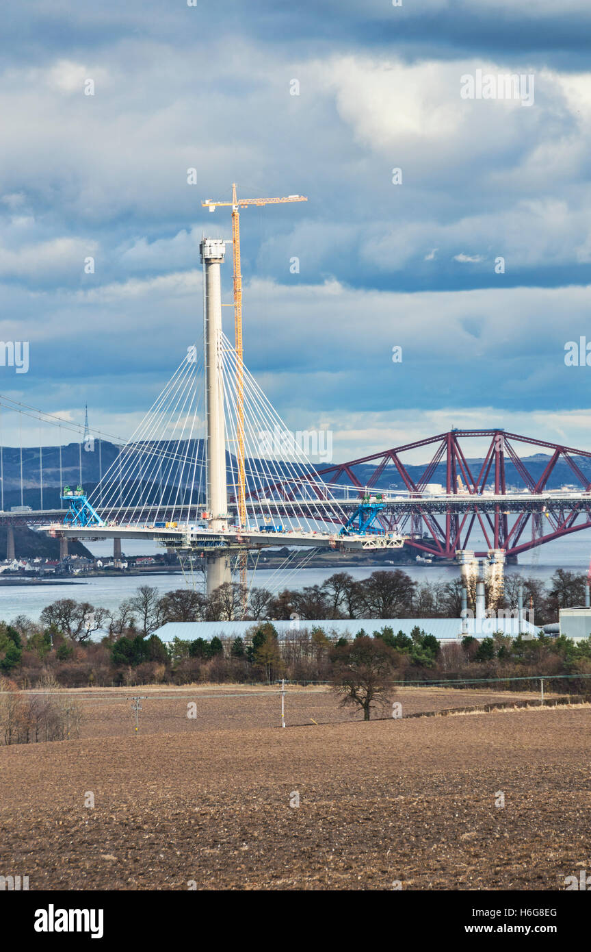 La costruzione di un Nuovo Ponte di Forth, ponti, West Lothian, Edimburgo, Scozia, Regno Unito Foto Stock