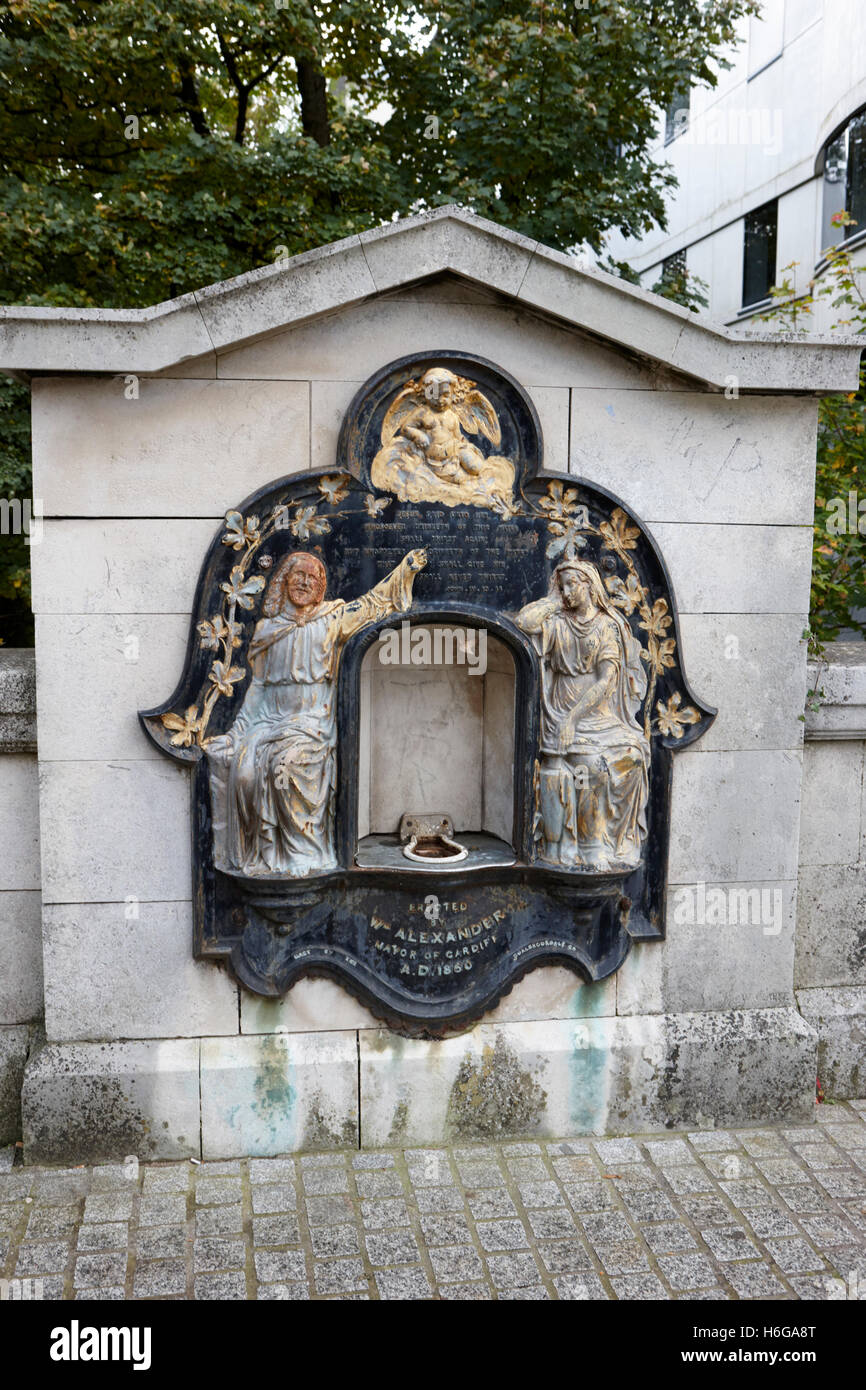 William Alexander parete fontana potabile Cardiff Galles Regno Unito Foto Stock