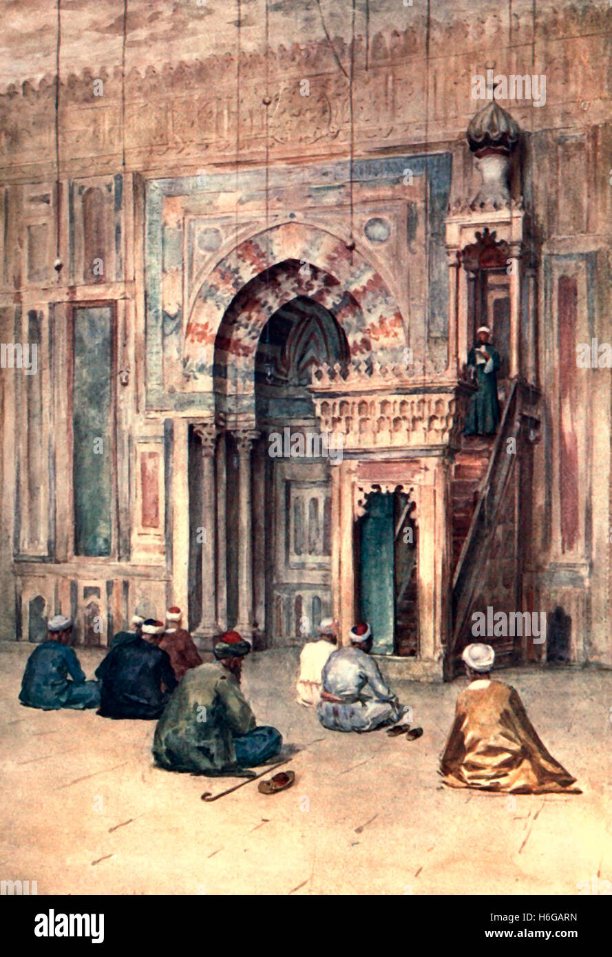Il Santuario nella Moschea del Sultano Hasan, Egitto, circa 1900 Foto Stock