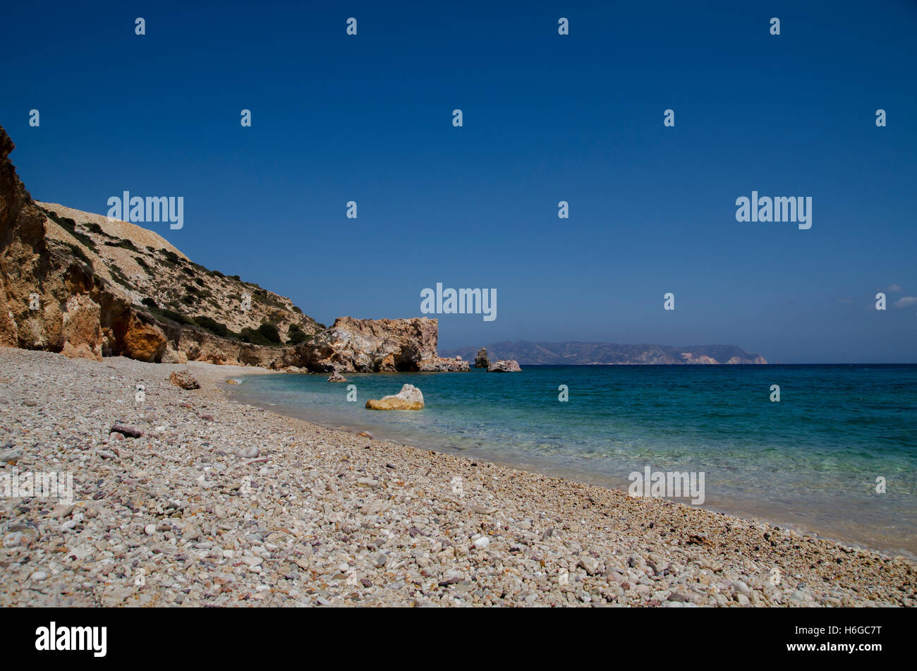 Sabbia di mare cielo e giorno di estate Foto Stock