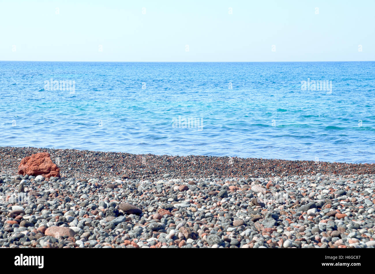 Sabbia di mare cielo e giorno di estate Foto Stock