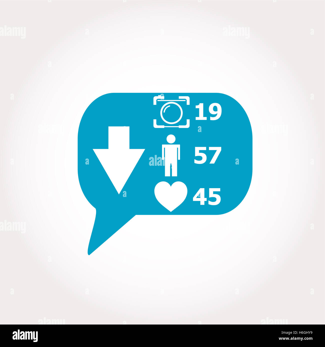 Contatore come icona di notifica, moderno pulsante piatto, commento icone Foto Stock