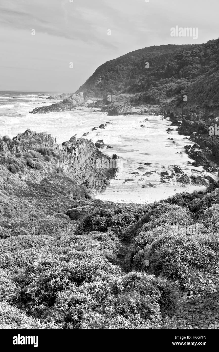 La sfocatura in Sud Africa sky oceano riserva tsitsikamma natura e rocce Foto Stock