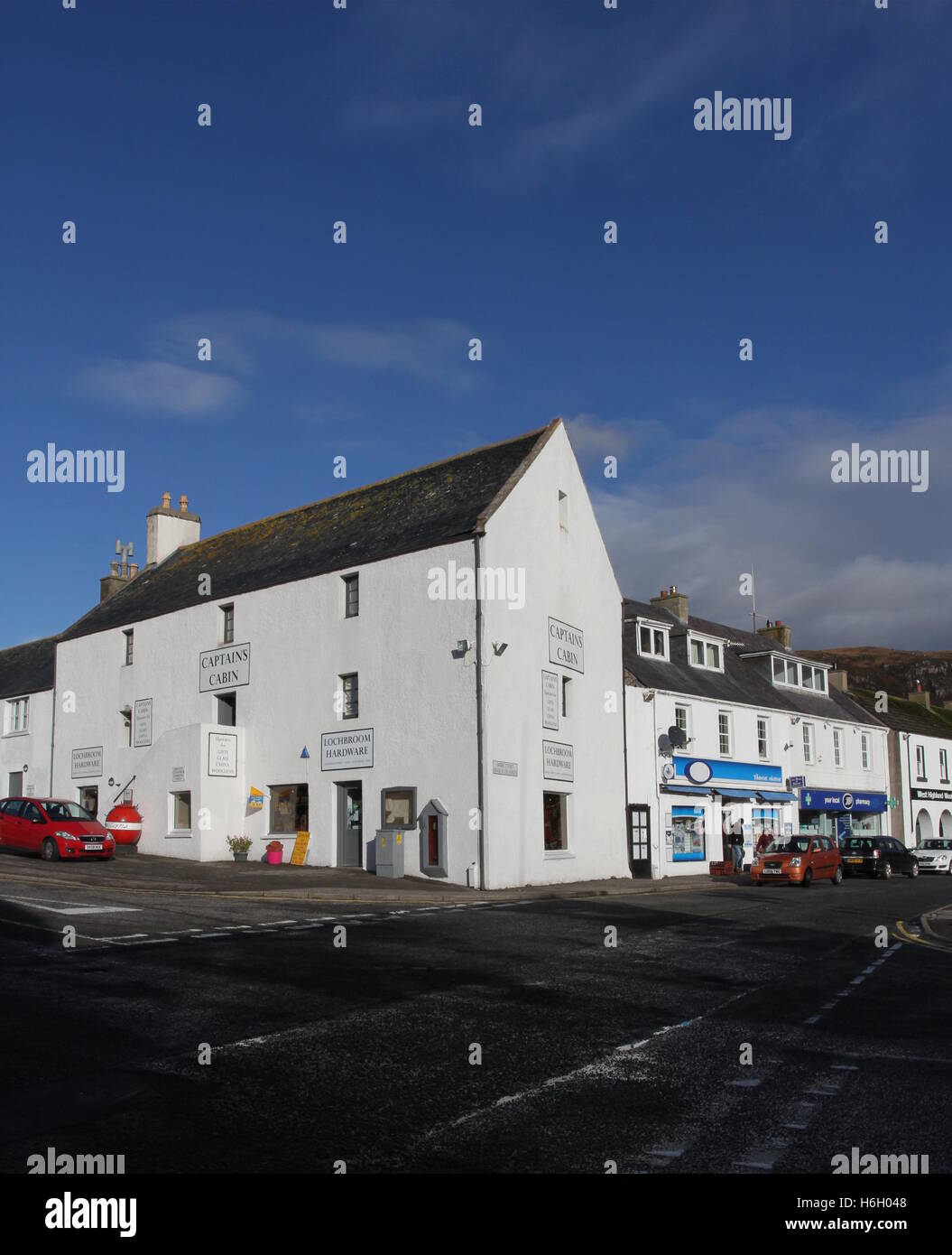 Esterno della cabina comandante ullapool scozia novembre 2013 Foto Stock