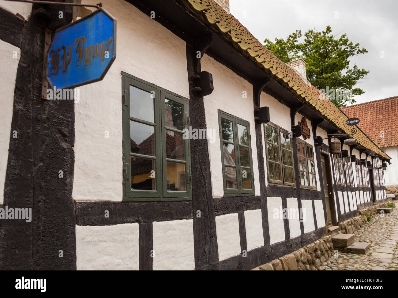 Un artigiano's house, Den Gamle By, Aarhus, Danimarca Foto Stock