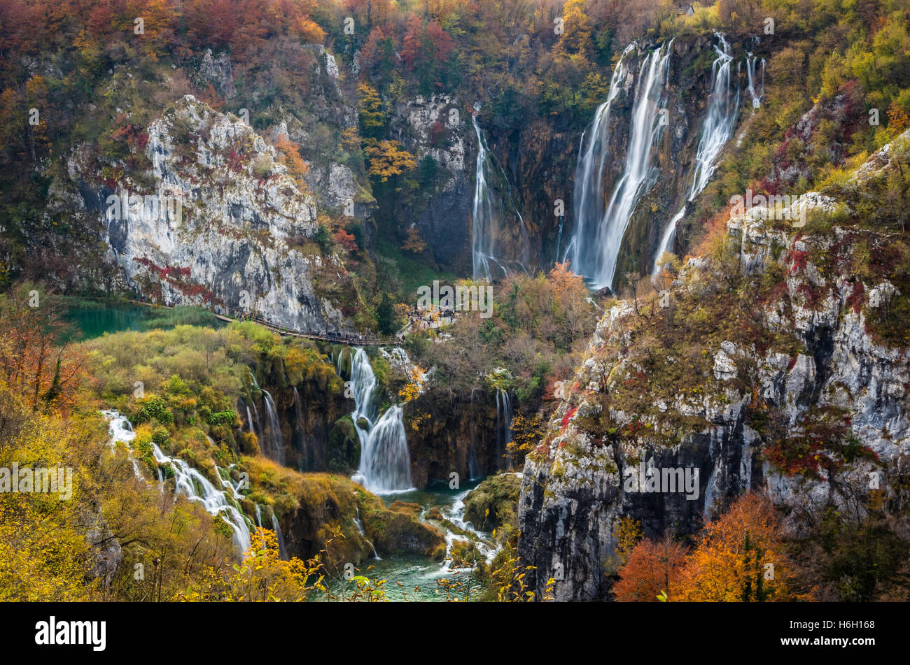 Veliki Slap cascata nel Parco Nazionale di Plitvice. Foto Stock