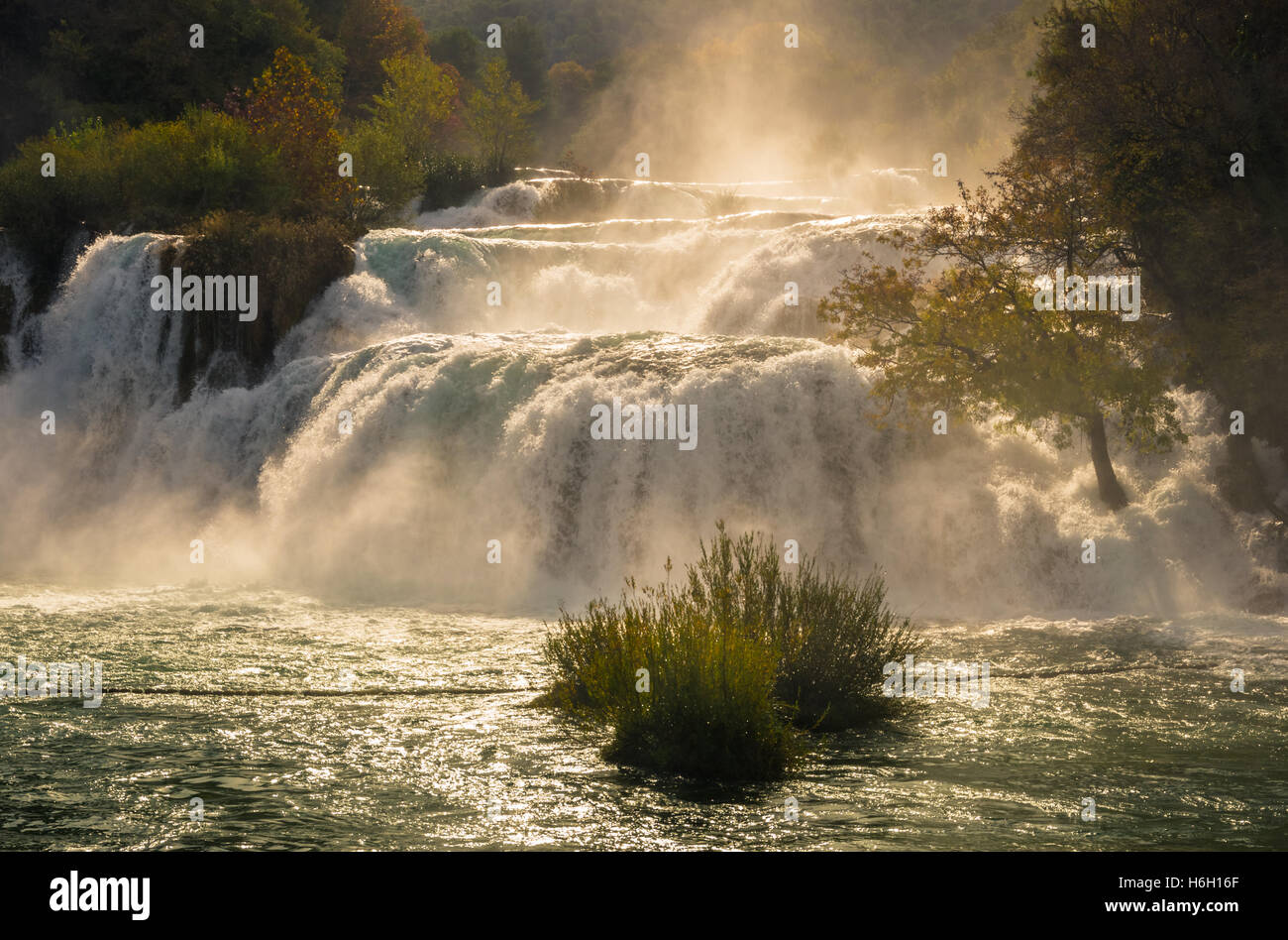 Skradinski cascata, Parco Nazionale di Krka, Croazia Foto Stock