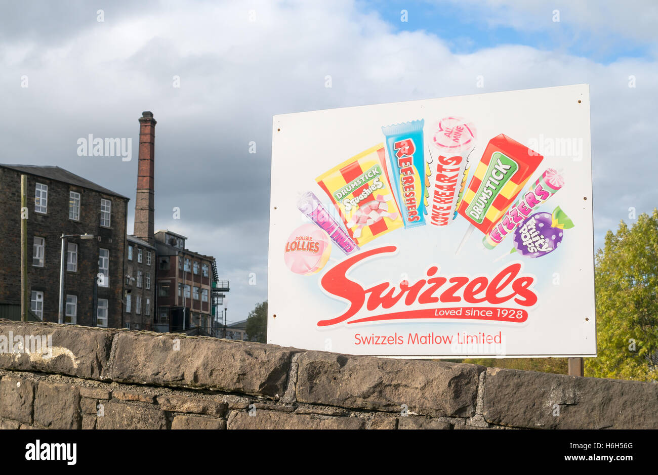 Swizzels Matlow segno di pasticceria e fabbrica, New Mills, Derbyshire, England, Regno Unito Foto Stock