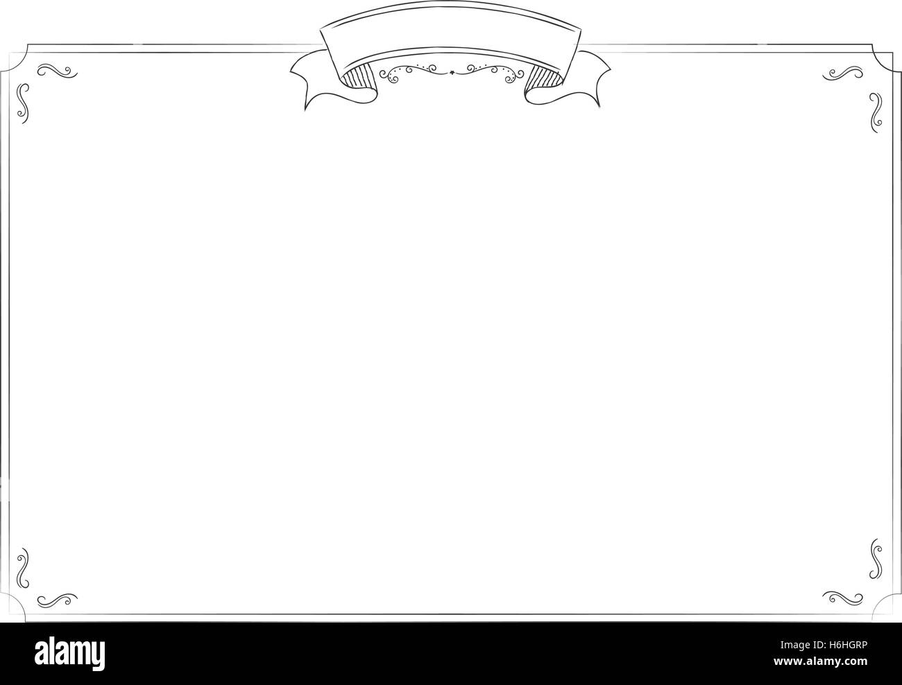Dimensioni A4 Cafè classico menu di confine e nastro su sfondo bianco Illustrazione Vettoriale