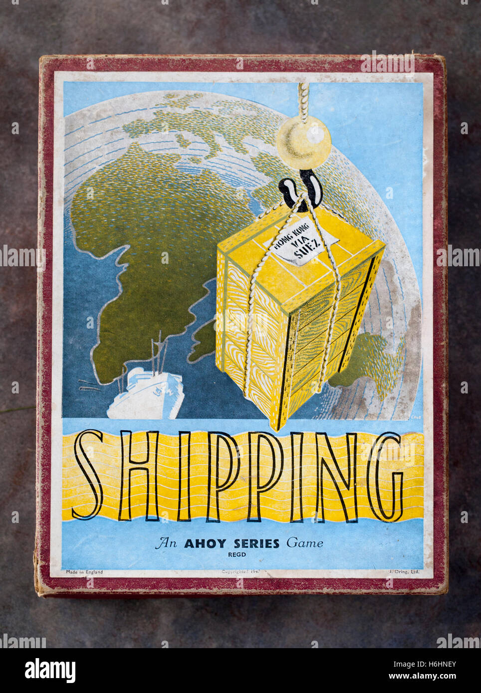 Vintage anni quaranta gioco di bordo di spedizione tramite Ahoy serie Foto Stock