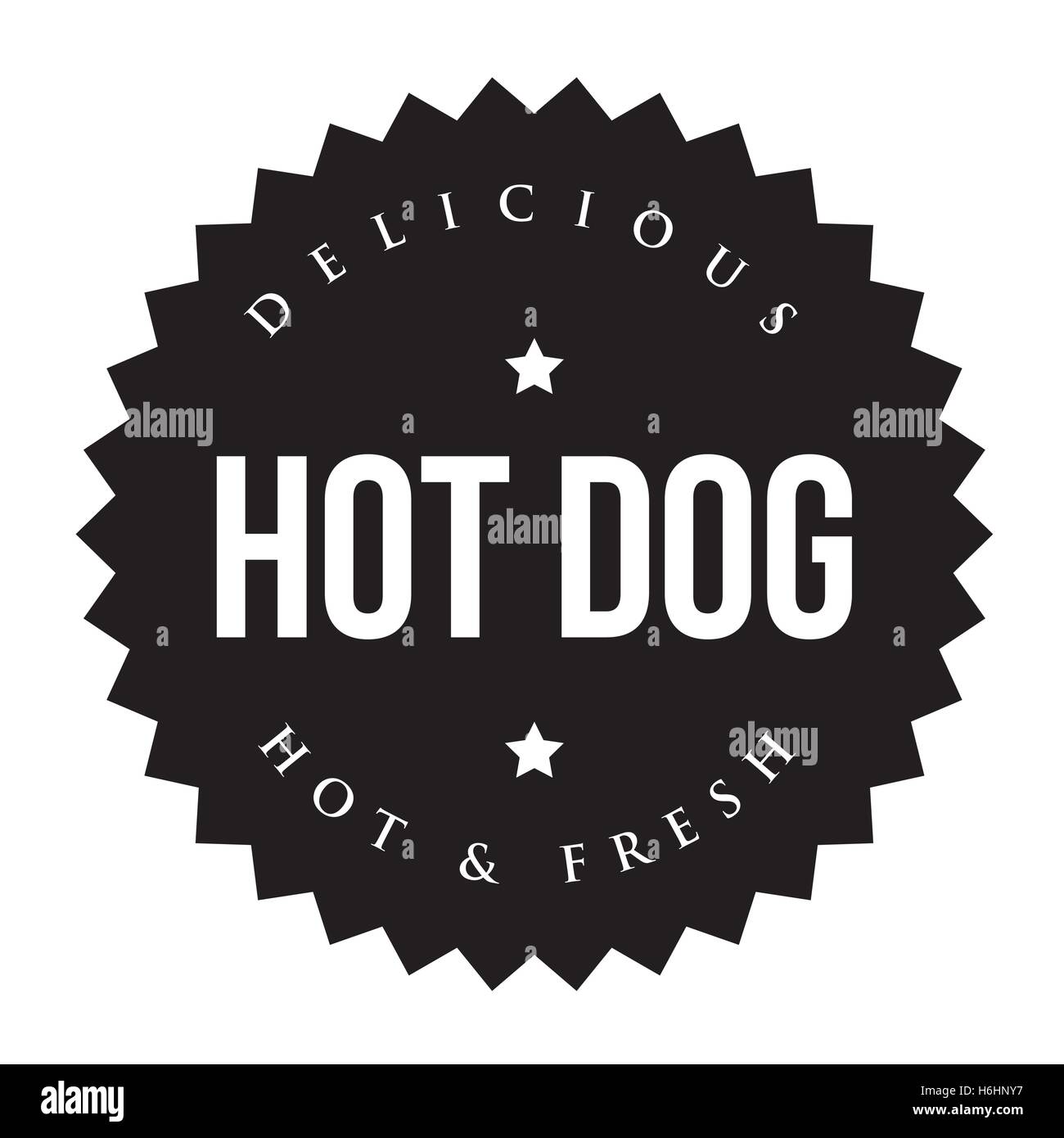 Hot Dog vintage timbro nero Illustrazione Vettoriale