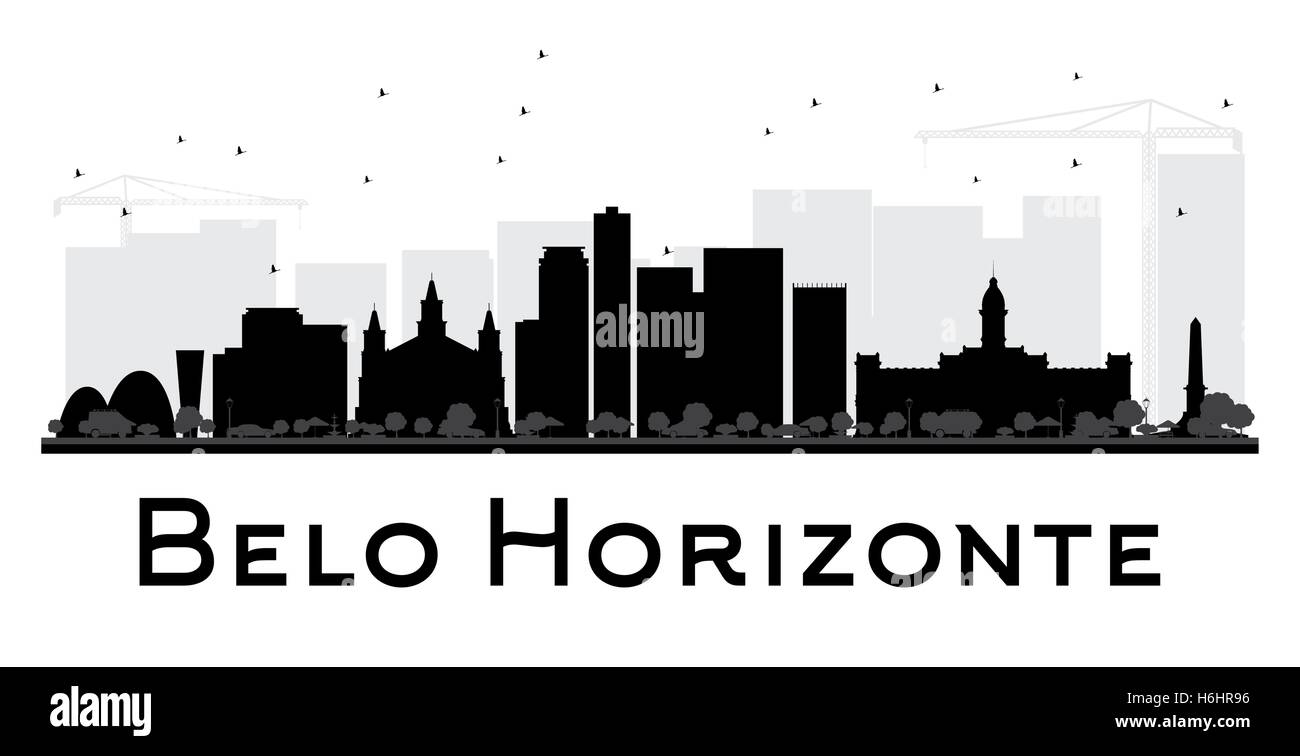 Belo Horizonte skyline della città in bianco e nero la silhouette. Illustrazione Vettoriale. Piatto semplice concetto per il turismo presentazione Illustrazione Vettoriale