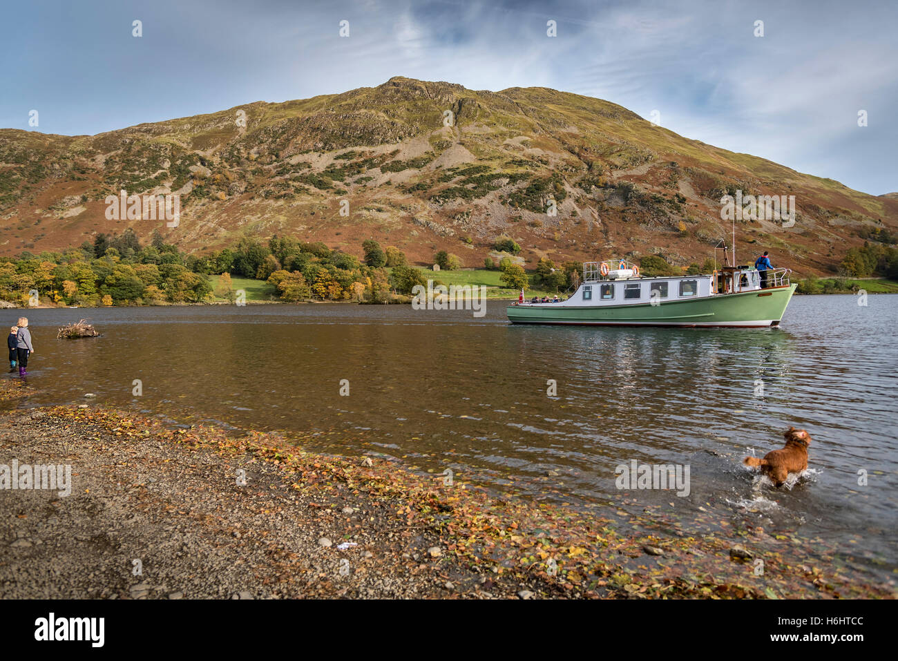 Ullswater Glenridding. Cumbria. Lake District . Laghi. Nord Ovest Inghilterra. sistema di cottura a vapore Foto Stock