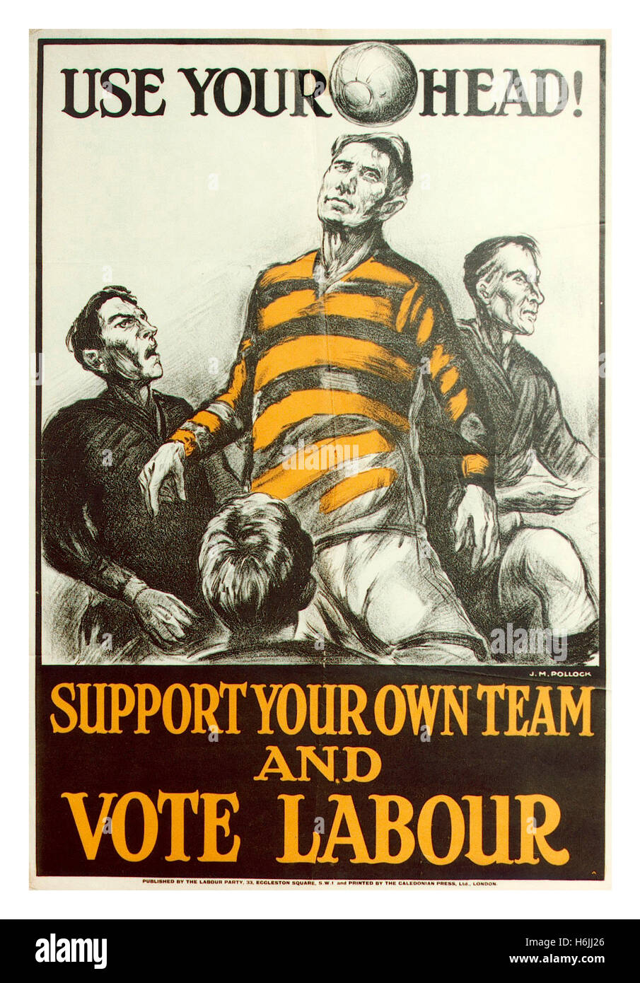 Storico Poster del lavoro dal 1923 campagna elettorale "utilizzare la vostra testa' Foto Stock