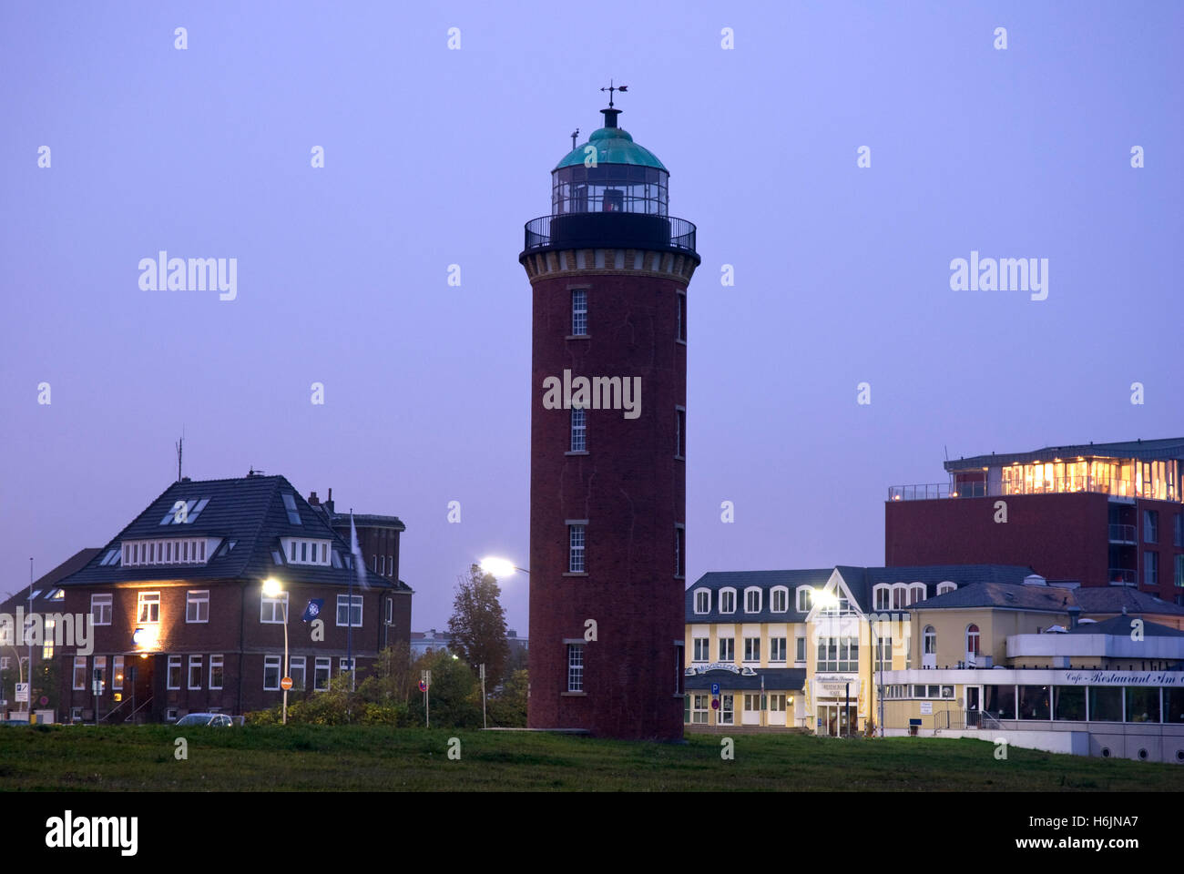 Faro del porto di Cuxhaven, Bassa Sassonia Foto Stock