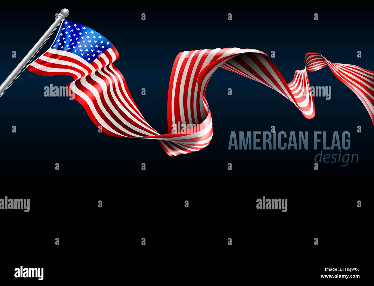 Una bandiera americana sfondo ribbon design graphic Foto Stock