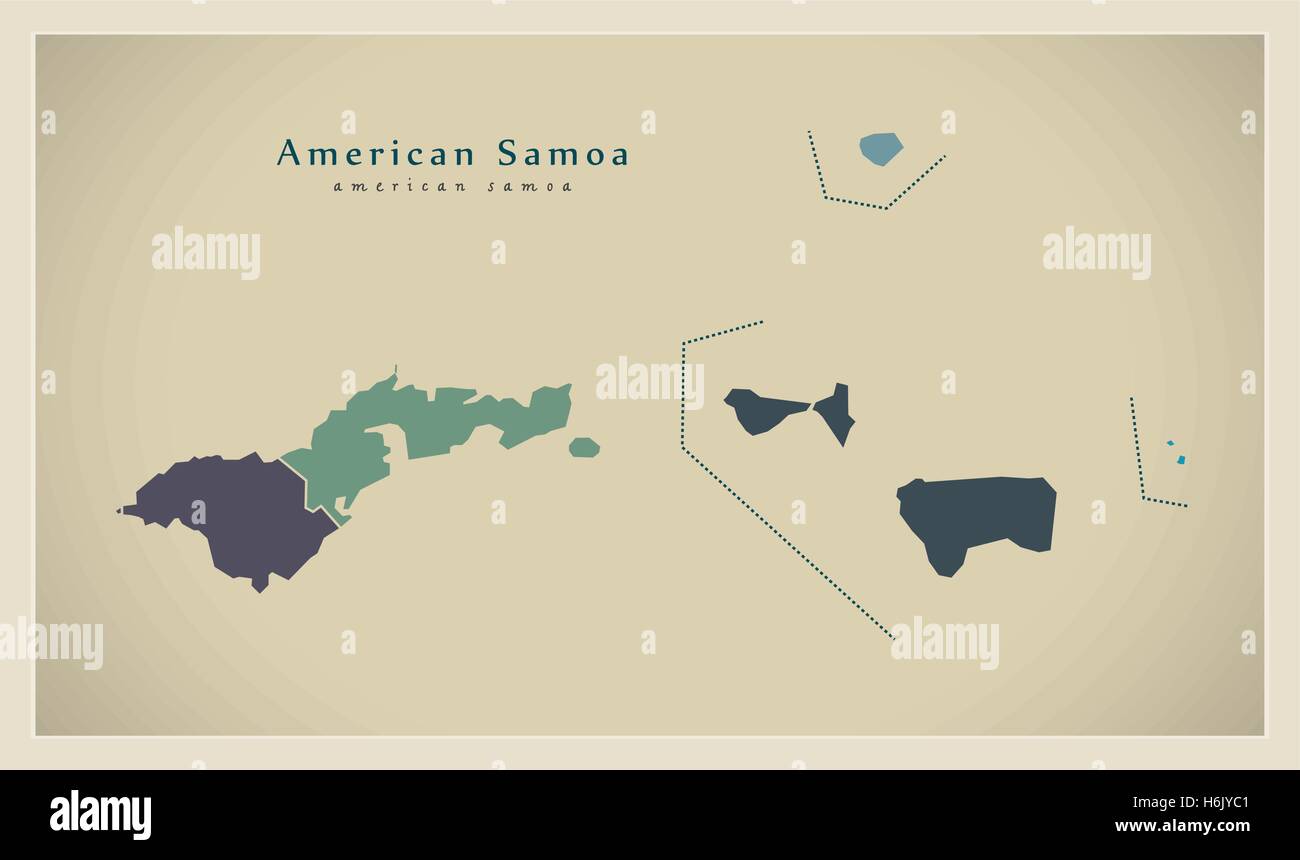 Mappa moderno - Samoa Americane Informazioni come Illustrazione Vettoriale