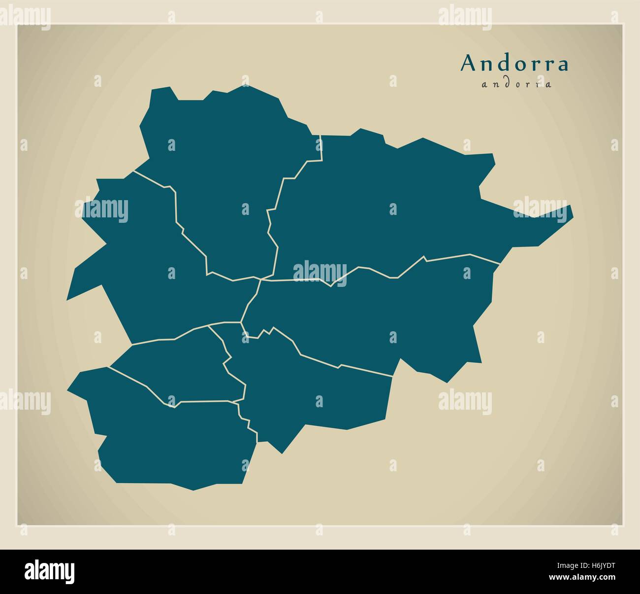 Mappa moderno - Andorra con i distretti ad Illustrazione Vettoriale