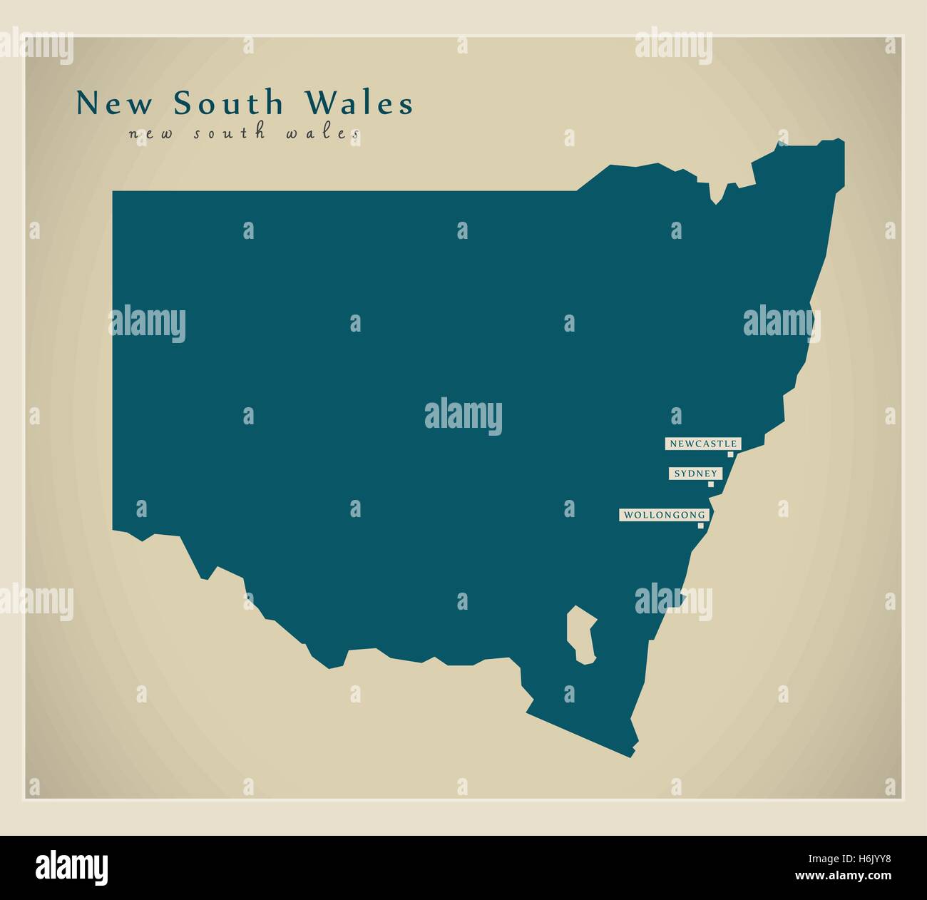 Mappa moderno - New South Wales AU Illustrazione Vettoriale