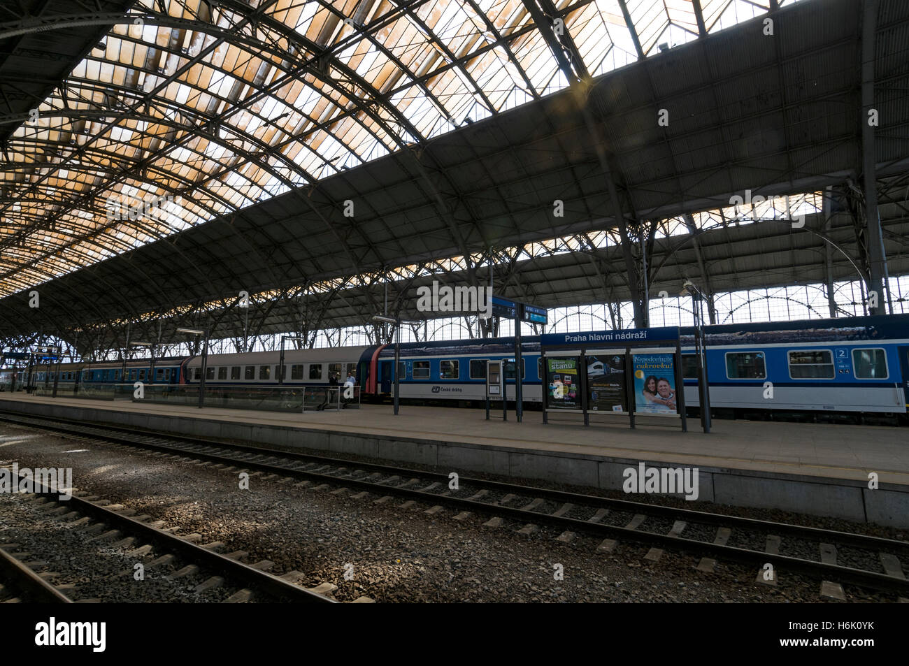 Stazione ferroviaria principale di Praga, Repubblica Ceca Foto Stock