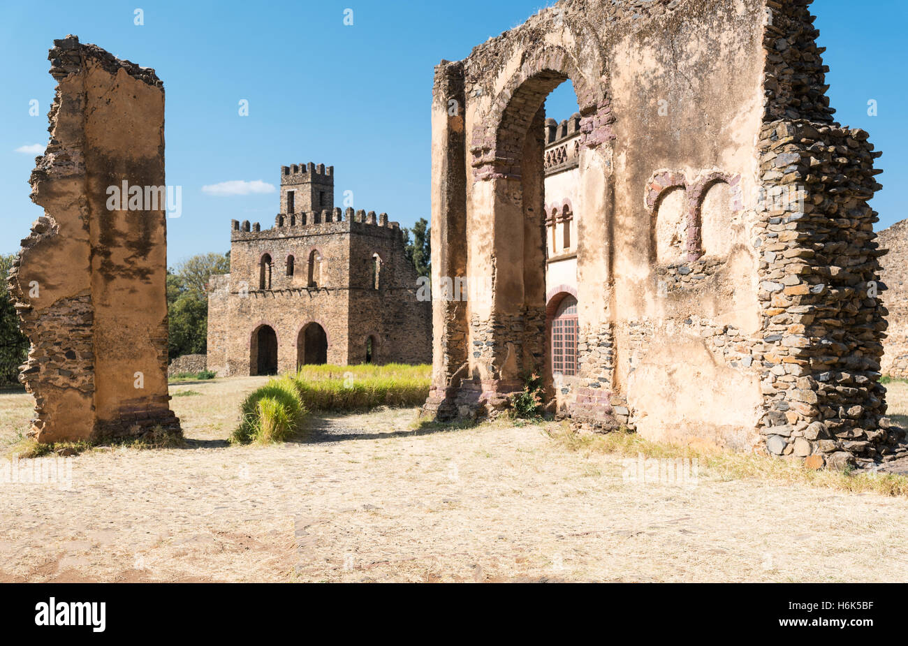 Etiopia, Gondar, antichi edifici del quartiere imperiale Foto Stock
