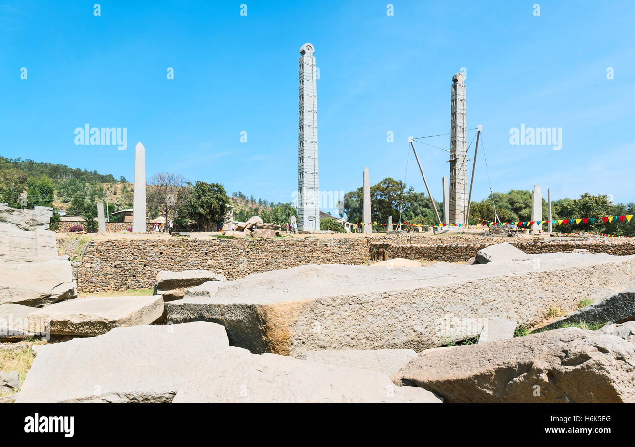 Etiopia, Axum, stelas del sito archaeologica Foto Stock