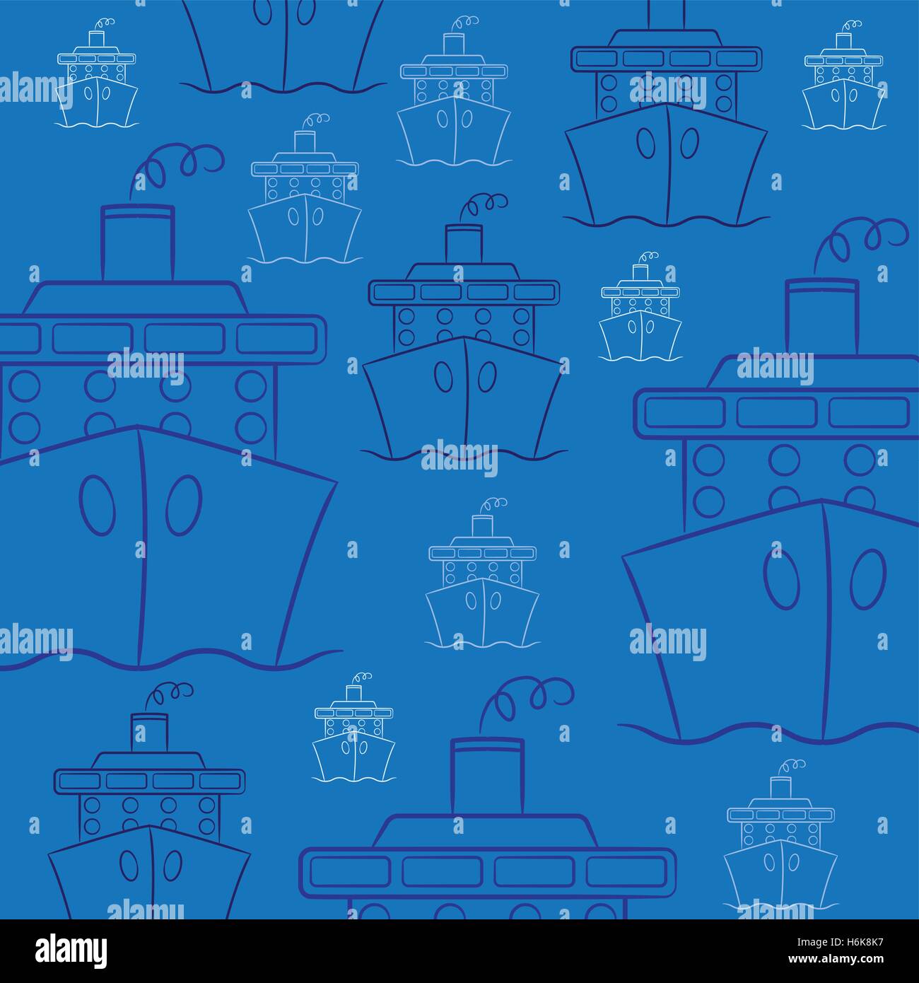 Disegnata a mano la nave di crociera in formato vettoriale. Illustrazione Vettoriale