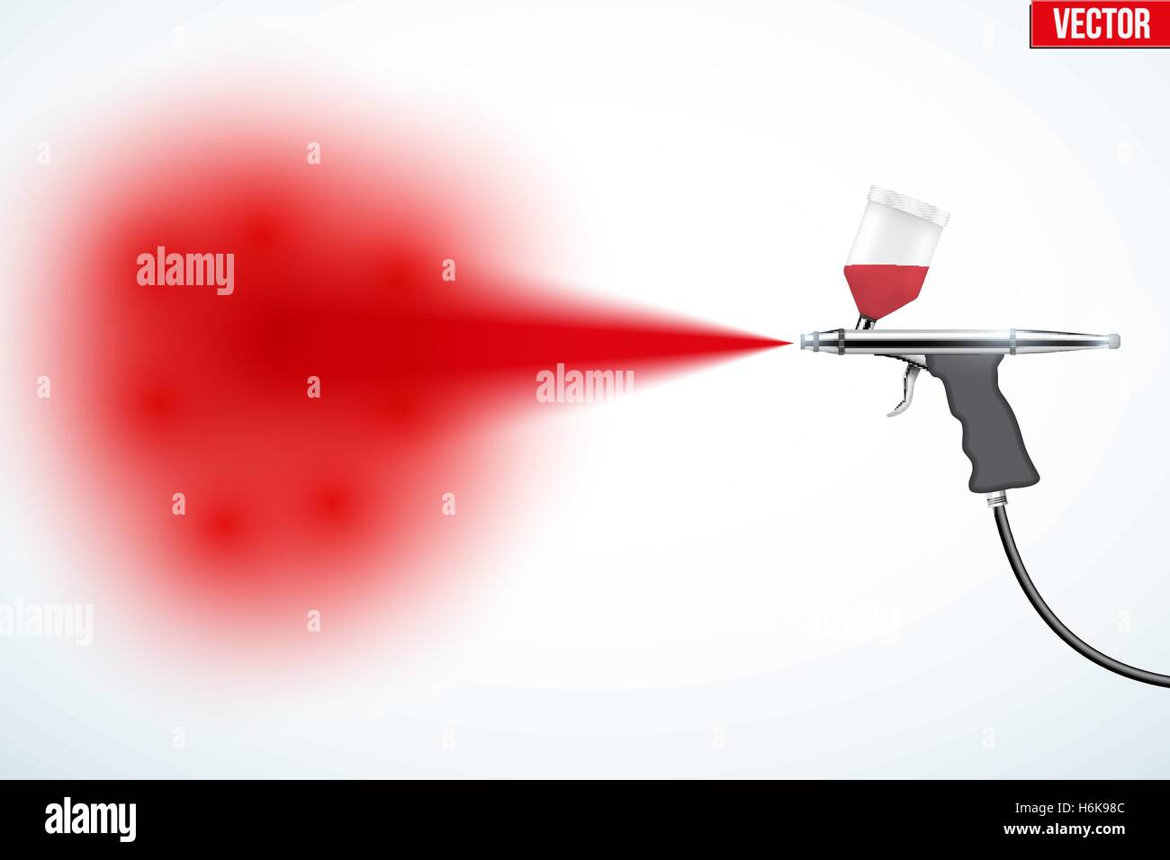 Aerografo verniciatura a spruzzo. Verniciatura auto o di opere d'arte. Trucco aerografo. Modificabile illustrazione vettore isolato su sfondo bianco. Illustrazione Vettoriale