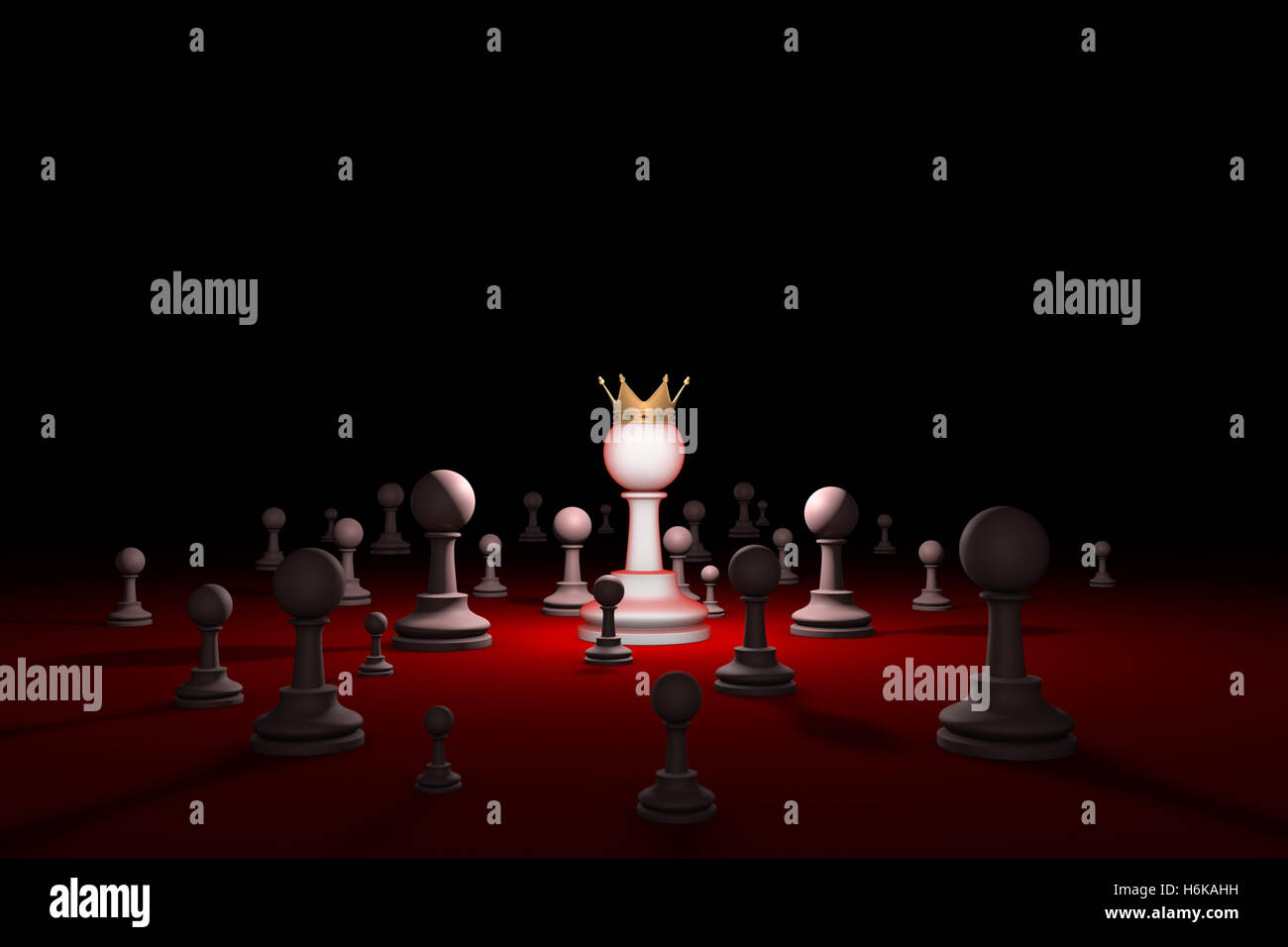 Grande autorità. Leader. Composizione di scacchi. Disponibili in alta risoluzione e di varie dimensioni. Spazio libero per il testo. 3D illustrazione Foto Stock