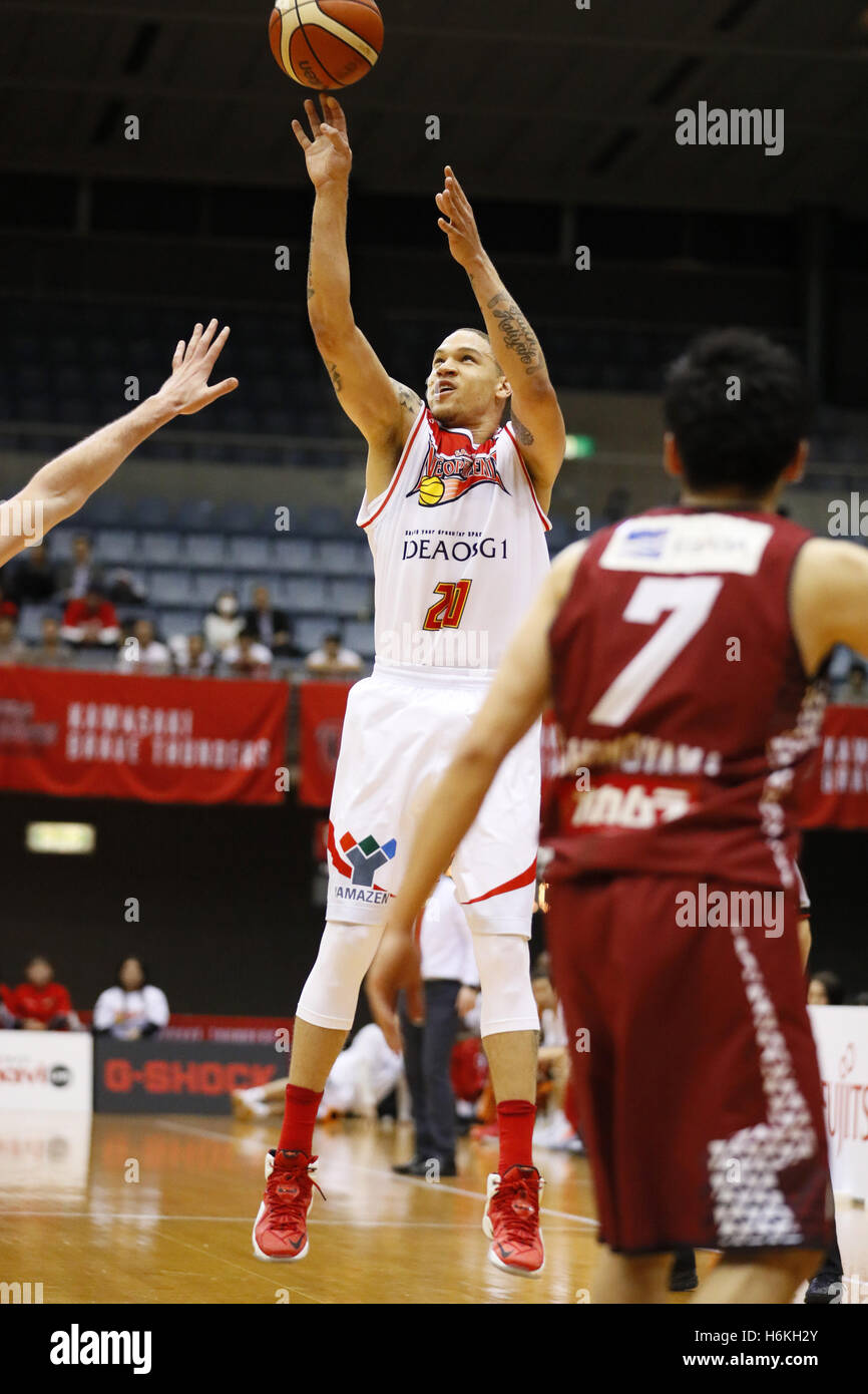 Kanagawa, Giappone. 29 ott 2016. Tatsuya Suzuki (Neophoenix) Basket : 2016-17 B.LEAGUE Prima Divisione corrispondenza tra Kawasaki Brave Thunders 84-66 SAN-EN Neophoenix a Todoroki Arena di Kanagawa, Giappone . © Yusuke Nakanishi AFLO/sport/Alamy Live News Foto Stock