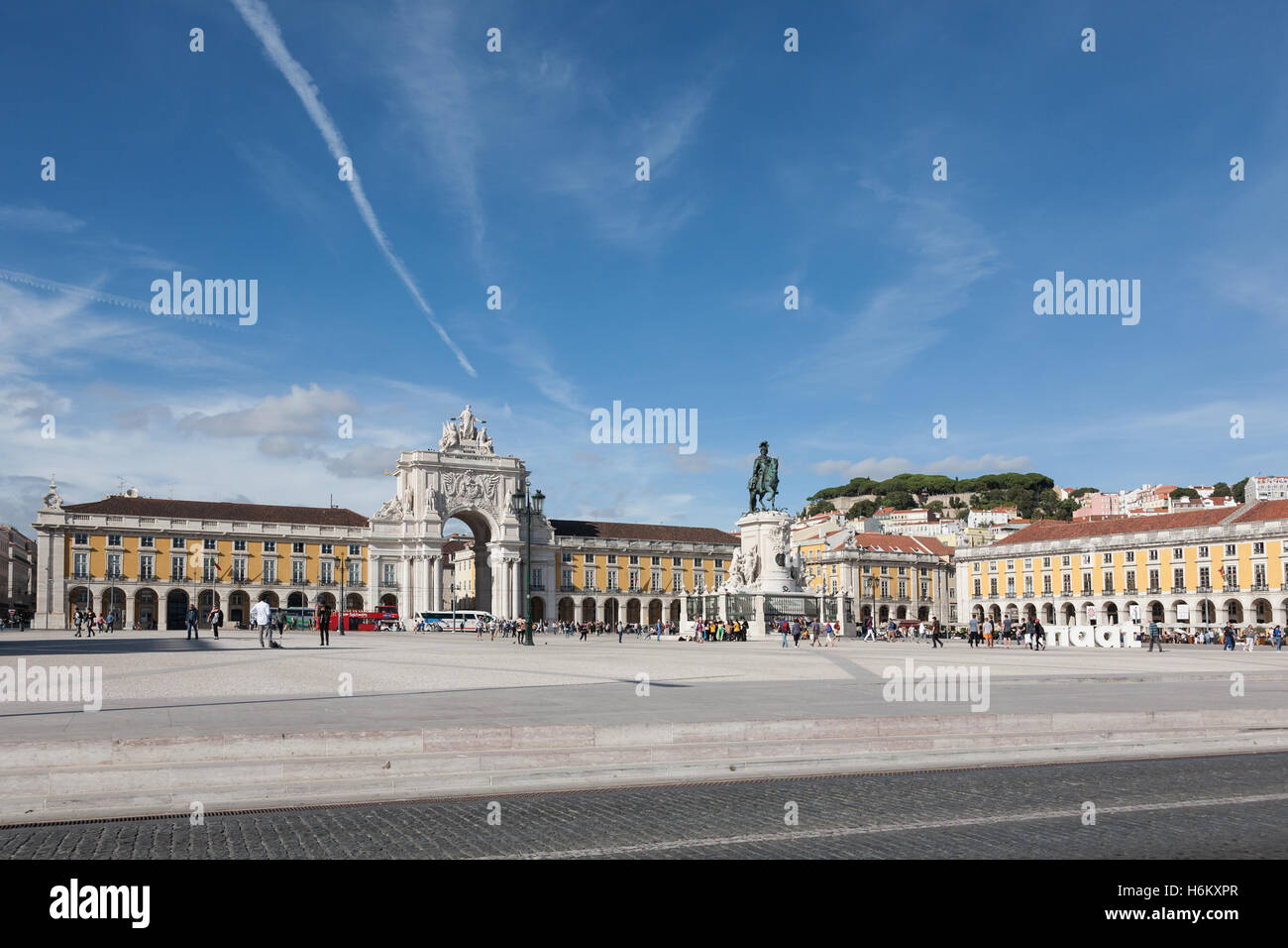 Praca do Comercio aka Terreiro do Paco (Piazza del commercio aka Palace Yard), Lisbona, Portogallo Foto Stock