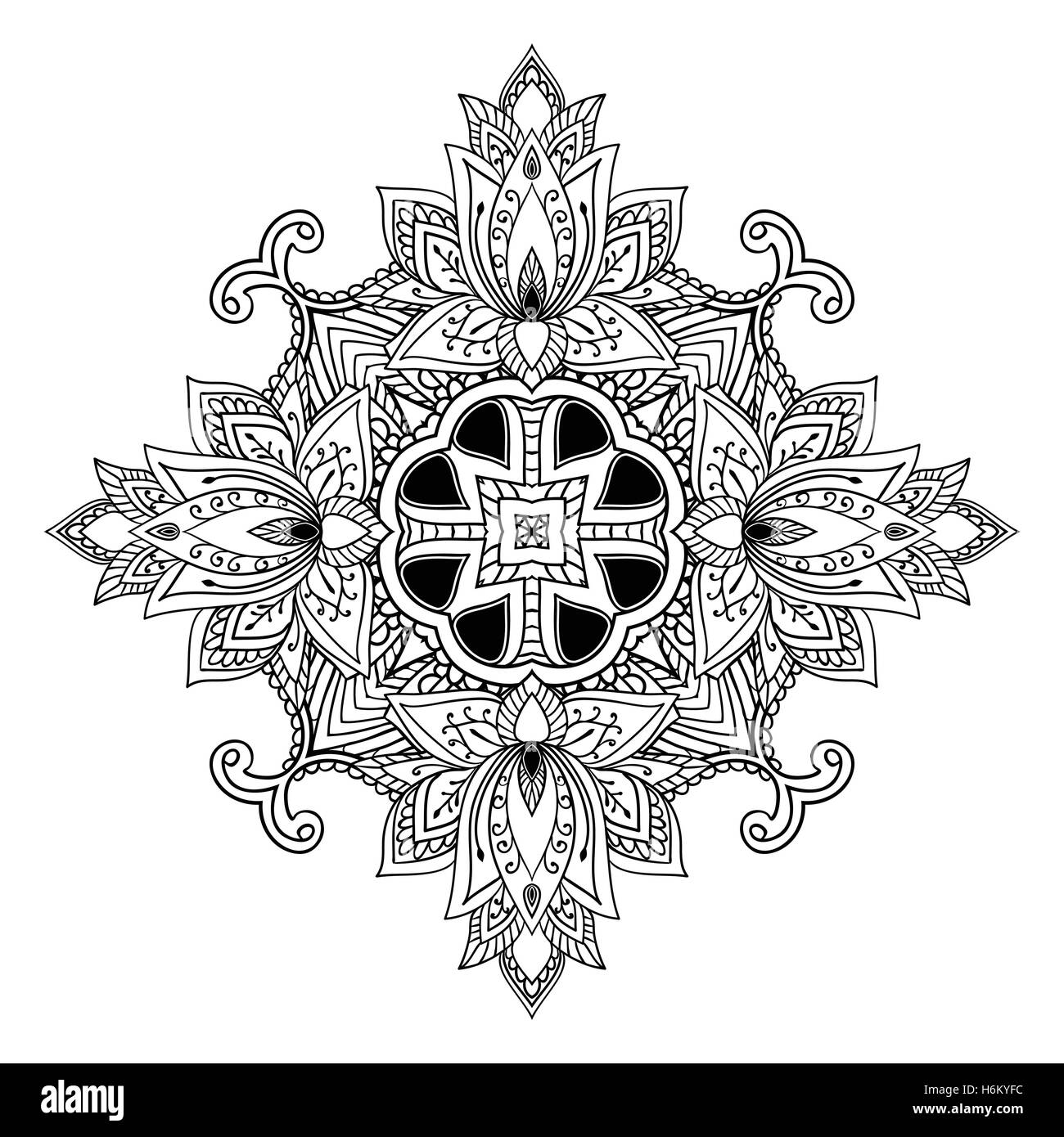 Eleganti ornamenti Mandala di pizzo. Antico fregio decorativo pattern. Disegnate a mano l'Islam, l'Arabo, indiano, motivi ottomano, pizzo pend Illustrazione Vettoriale
