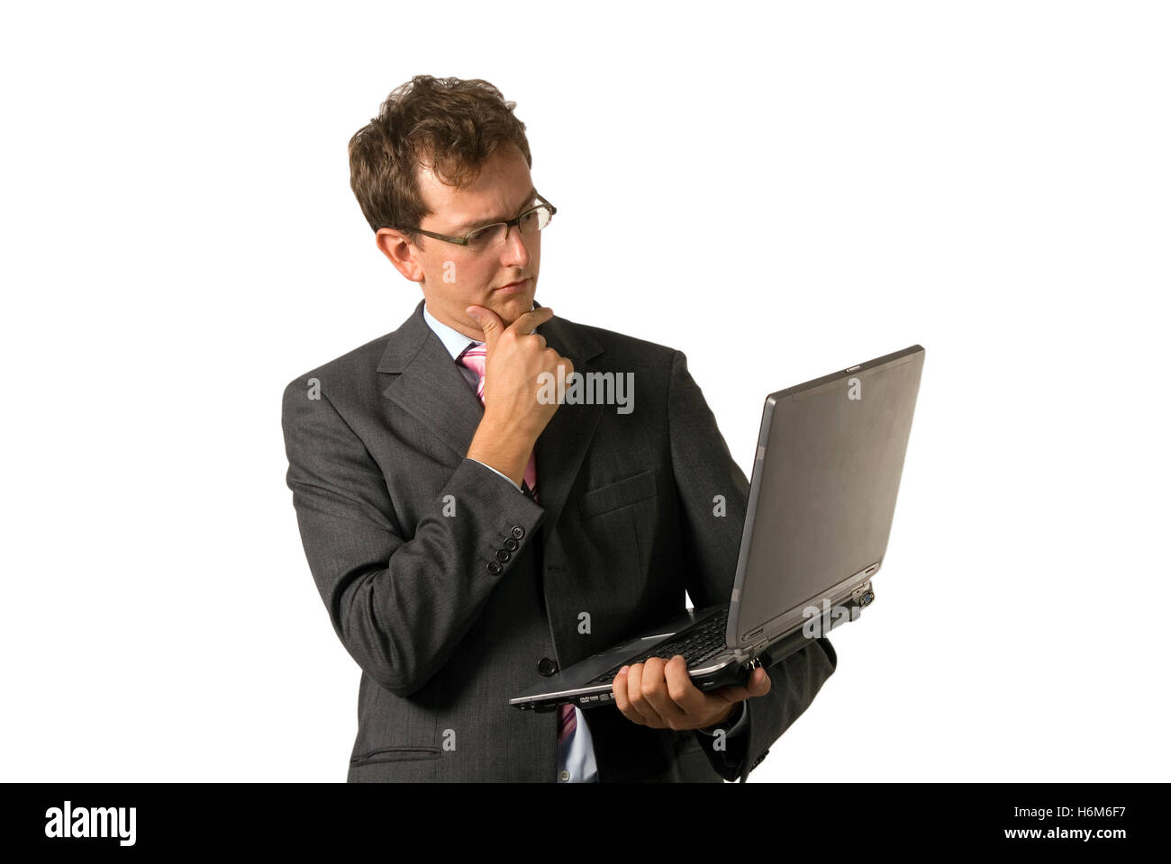 Imprenditore riflessivo Foto Stock