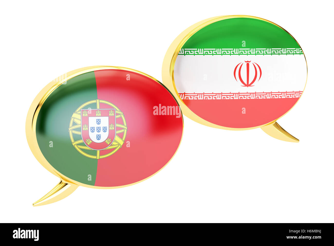 Fumetti, Iranian-Portuguese concetto di traduzione. Il rendering 3D Foto Stock