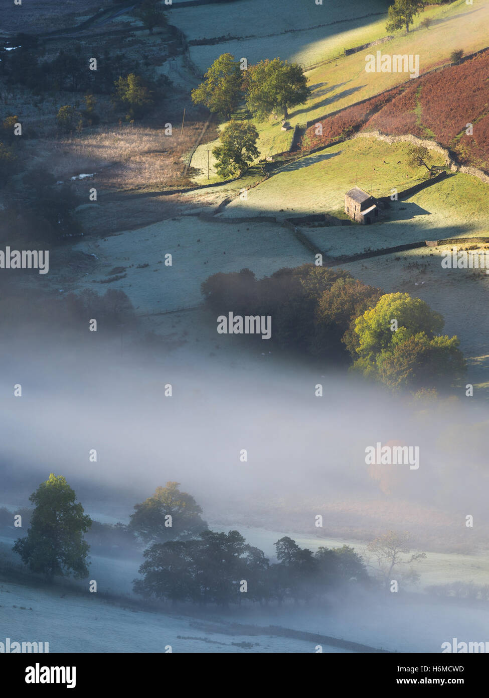 Misty dawn in Martindale nel distretto del lago, Inghilterra Foto Stock