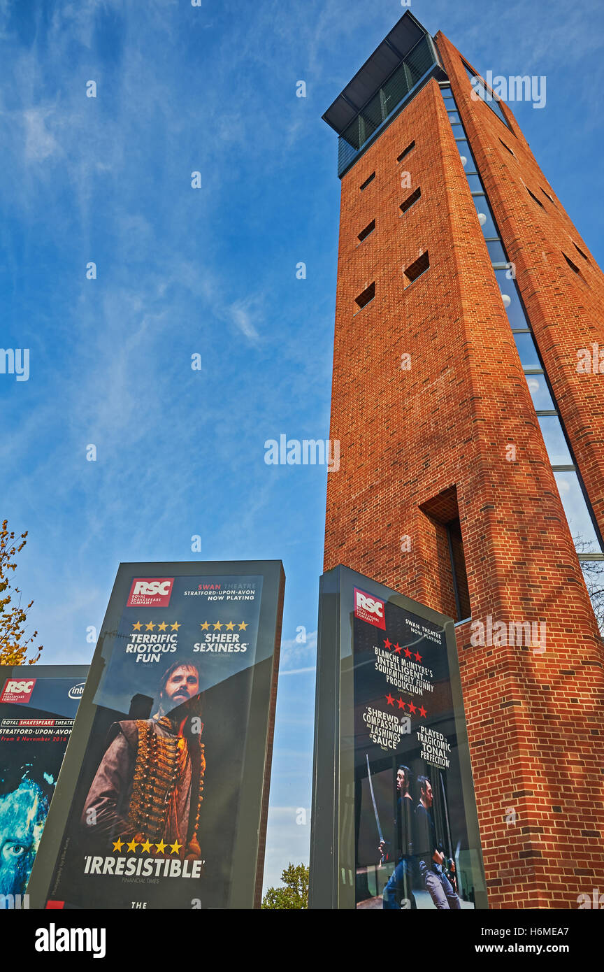 Royal Shakespeare Theatre torre in Stratford upon Avon Foto Stock