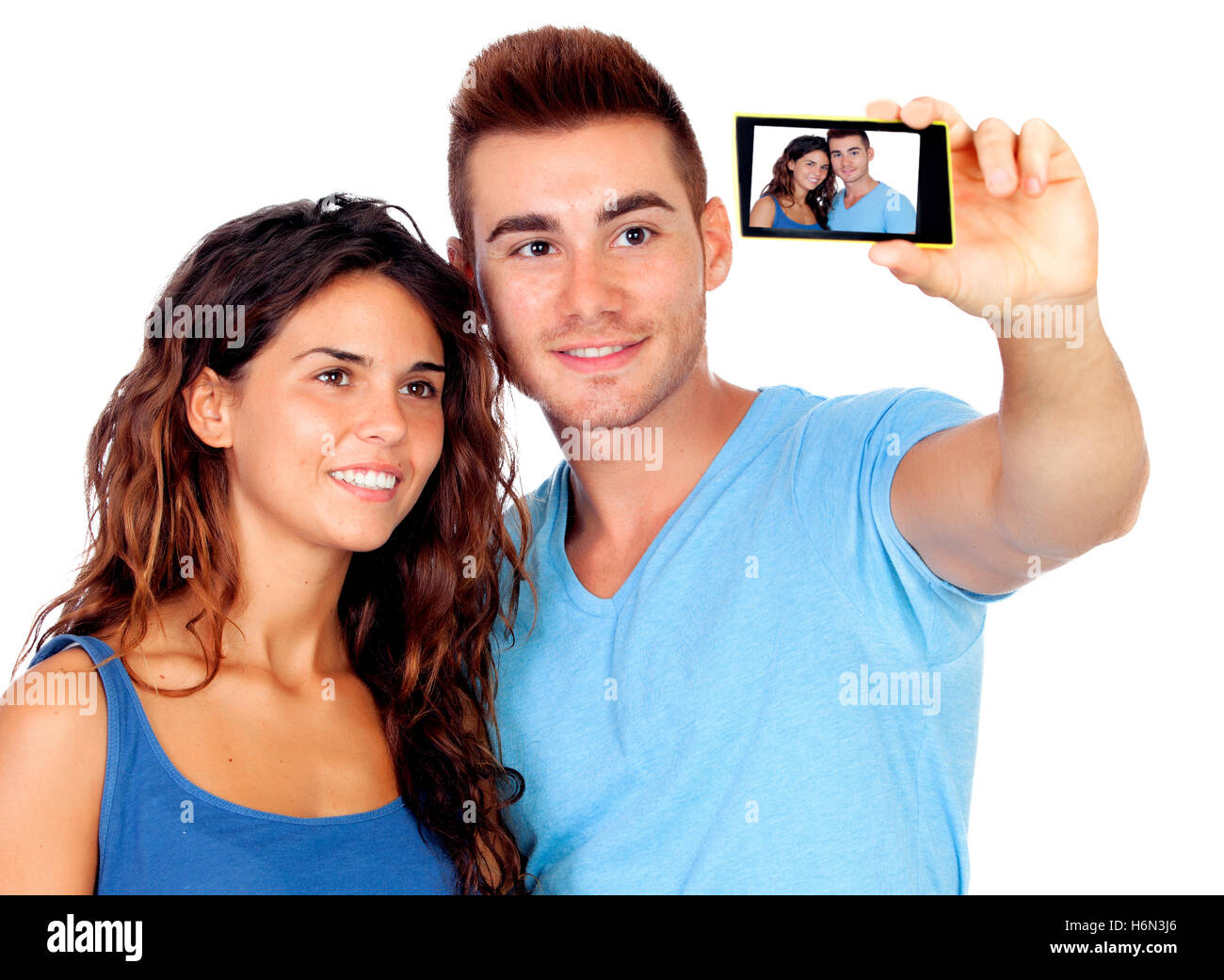 Giovane si sposi come ottenere una foto isolate su uno sfondo bianco Foto Stock