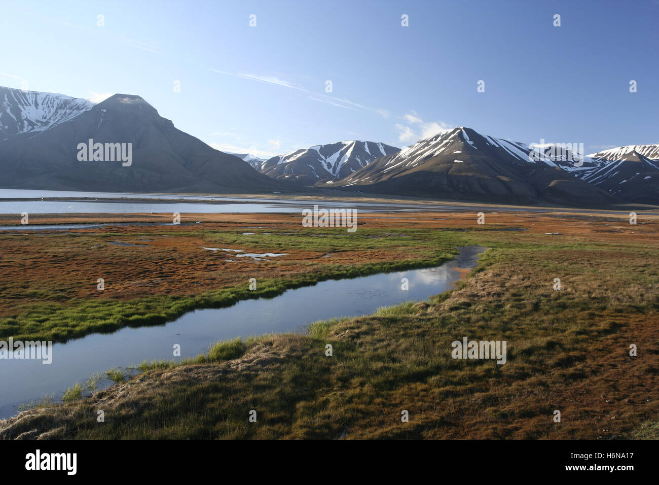 Valle adventdalen sulle Svalbard Foto Stock