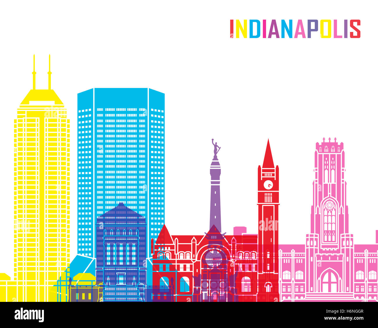 Lo skyline di Indianapolis pop in modificabile file vettoriali Foto Stock