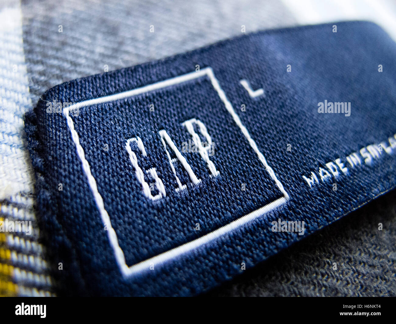 Dettaglio di abbigliamento etichetta di abbigliamento Gap dettagliante Foto Stock