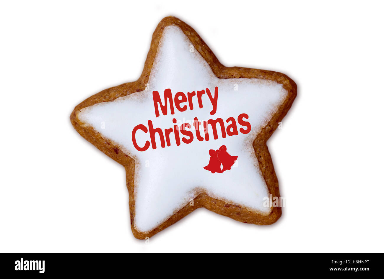 Buon Natale cannella star isolato su sfondo bianco. Foto Stock