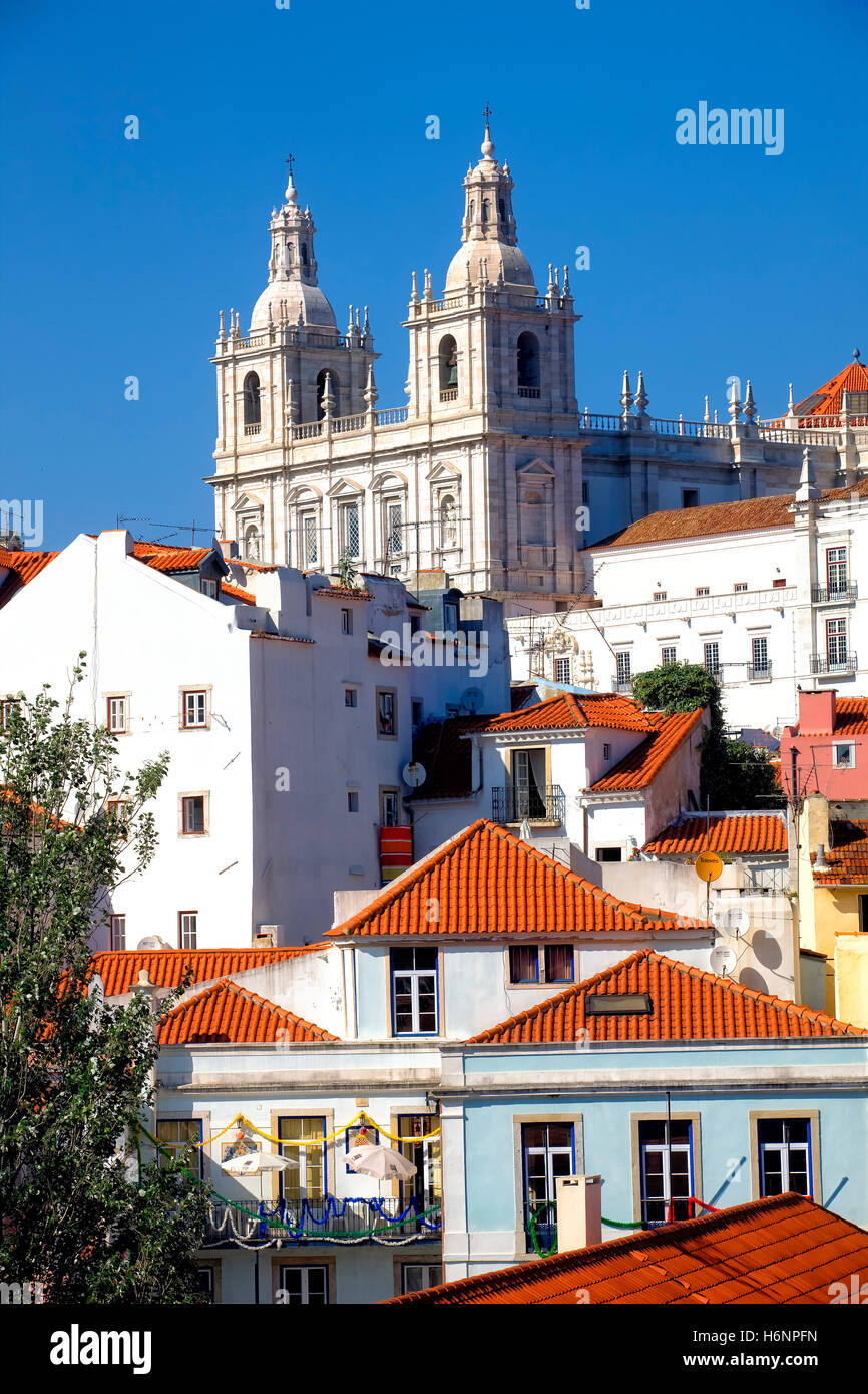 Quartiere di Alfama a Lisbona Foto Stock