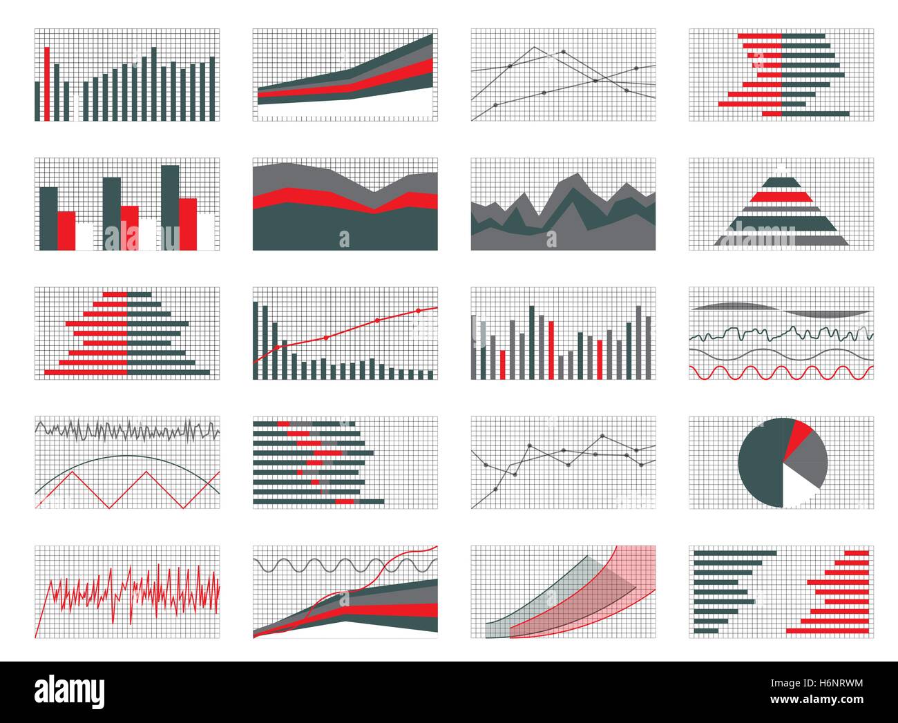 Set di grafici e diagrammi. Dati e Statistica, Infogr informativo Illustrazione Vettoriale