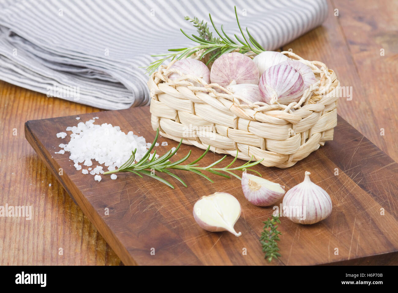 aglio e sale Foto Stock