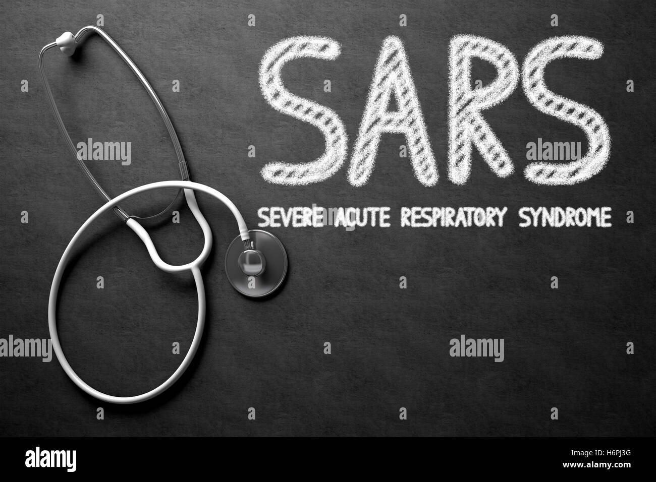 Lavagna con la SARS concetto. 3D'illustrazione. Foto Stock