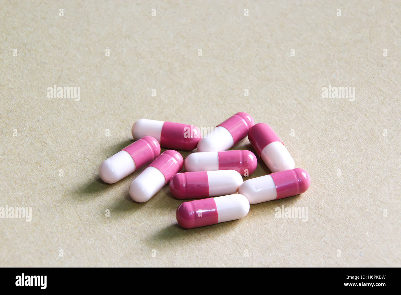 Close up farmaco pillole capsule Foto Stock