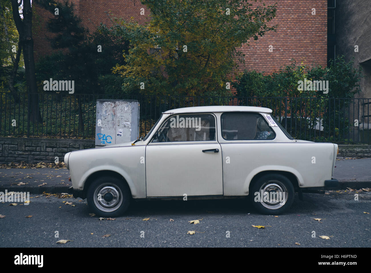 Trabant vettura in Budapest, Ungheria. Foto Stock