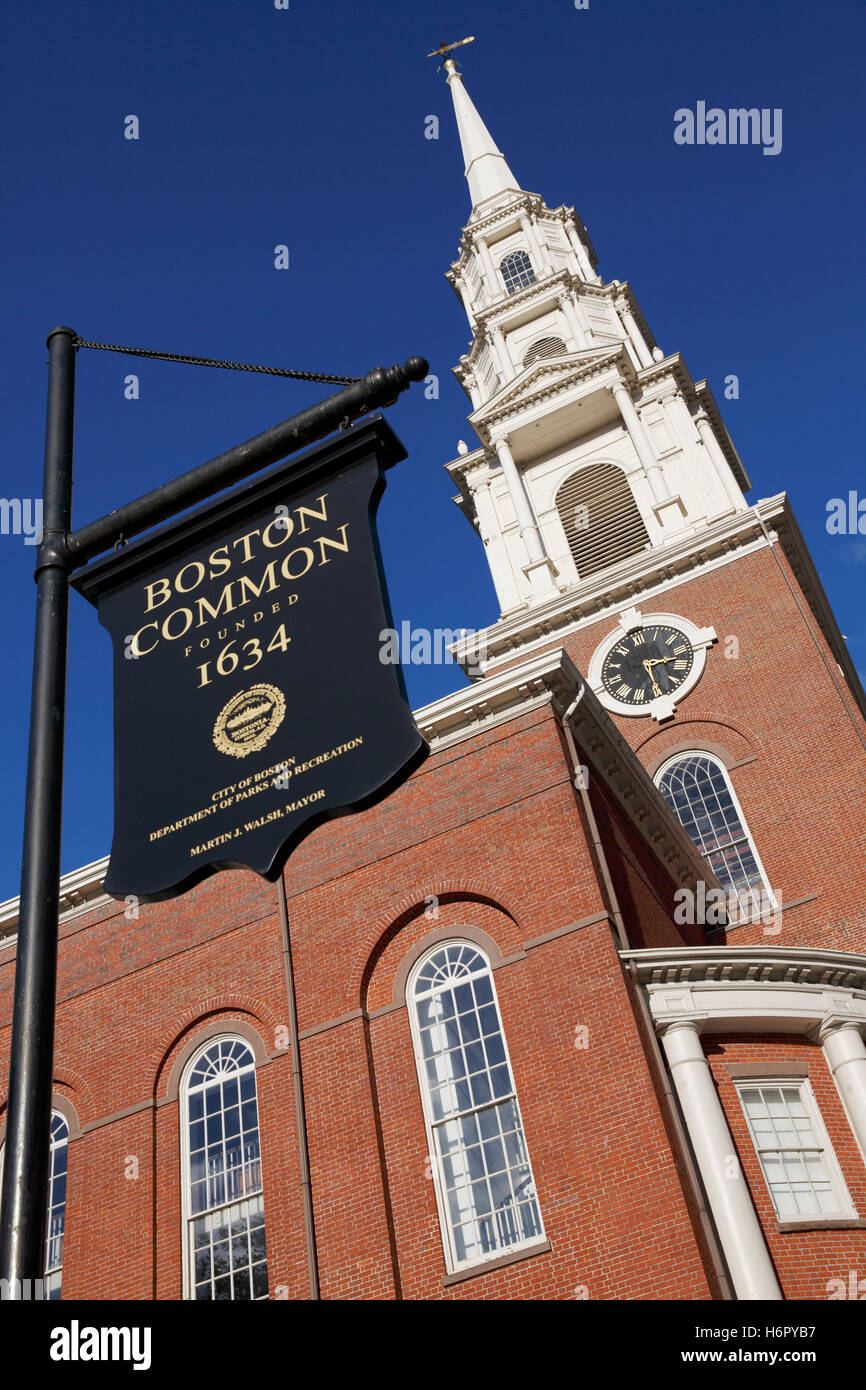 Park Street Church, Boston, Massachusetts Foto Stock