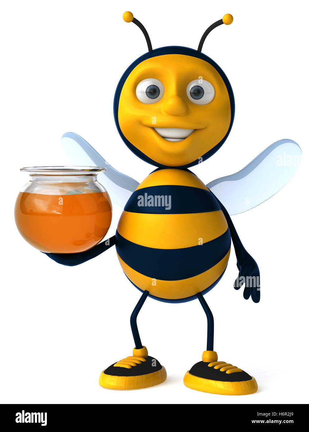 Illustrazione animale wasp personaggio dei cartoni animati di insetto honey bee isolato animale di volo di insetto swarthy nero jetblack nero profondo Foto Stock